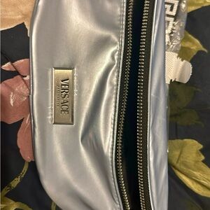 Versace Metallic Silver Cosmetic Bag